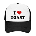 thumbnail image 2 of I Heart Toast Love Food Funny Trucker Hat Mesh Cap Unisex Black, 2 of 5