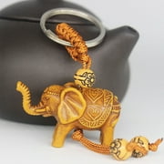 Visland 2Pcs Elephant Carving Lucky Pendant Keychain Key Ring Evil Defends Decor Gift