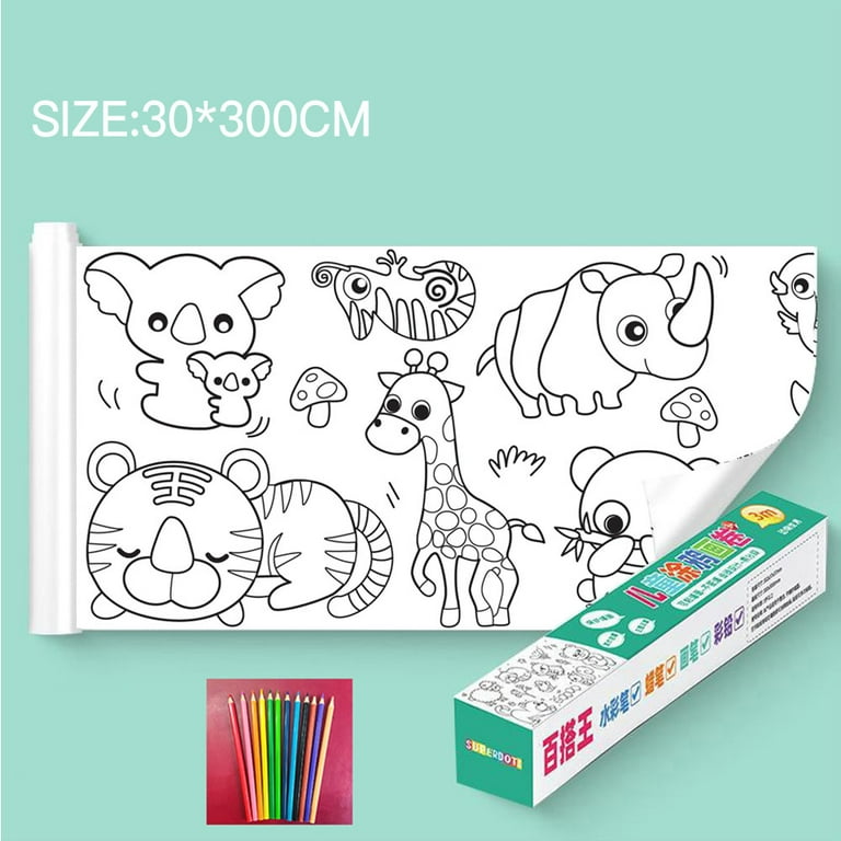 Coloring Paper Roll for Kids Safe Smooth Material Easy to Stick for  Birthday Christmas Holiday Gift Lovely Princess (with Colored Pencil) 