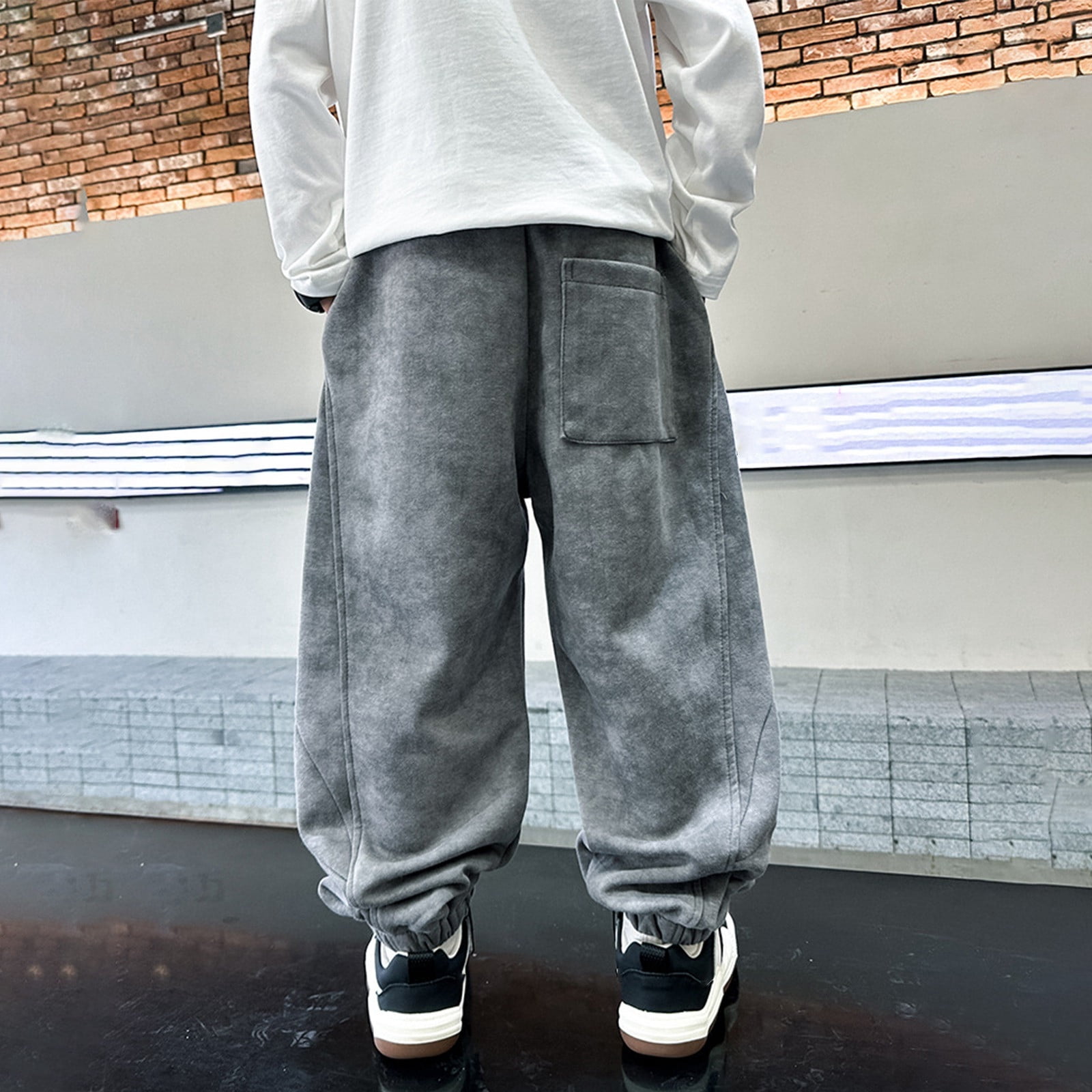 Fgnfyis Boys Winter Lined Thermal Joggers Soft Comfortable Athletic Sweatpants with Thick Warm Inner for Kids Outdoor Activities and Daily Wear Grey 14-15 Years