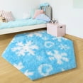 thumbnail image 4 of KIXINWA  Frozen  Princess Tent Rug, 4x4.6 Feet Frozen Rugs for Girls Bedroom, Fluffy Snowflake Rug for Frozen Room Decor, Plush Carpet for Kids Room Playroom Nursery Decor, Cute Hexagon Blue Rugs, 4 of 5