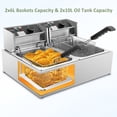 thumbnail image 4 of Commercial Deep Fryer - 3400W Electric Deep Fryers with 2x6.35QT Baskets 0.8mm Thickened Stainless Steel Countertop Oil Fryer 20.7QT Large Capacity with Temperature Limiter, 4 of 8