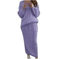 thumbnail image 1 of CHUANK Robe Chandail en Tricot Torsadé pour Femmes Ensemble Robe Chandail Ajustée Unie 2 Pcs Hauts Col Rond Jupe Crayon Midi, 1 of 5