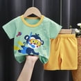 thumbnail image 2 of Gibobby Toddler Kid Boy Summer Short Sleeve Crew Neck T-Shirt Elastic Waist Shorts 2Pc Sports Outfit Set Soft Casual Dailywear for 3M 6M 12M 18M 24M 3T‑5T Baby Boys(3-9 Months,Mint Green), 2 of 4