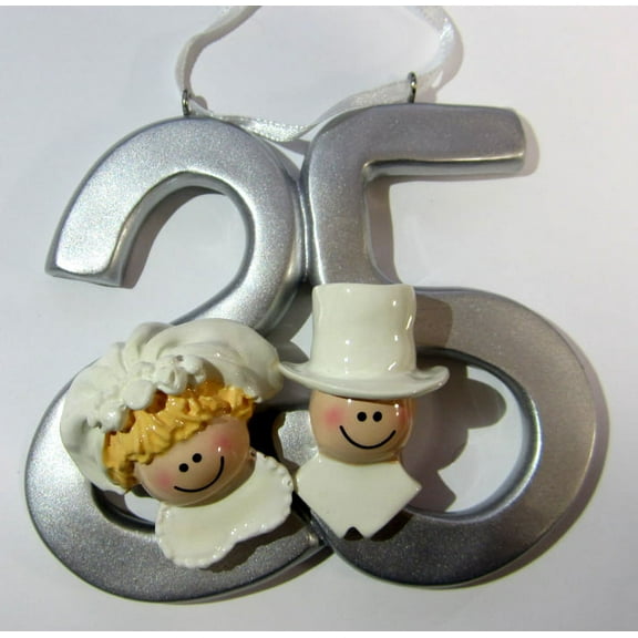 25TH Anniversary Blonde Personalized Christmas Ornament DO-IT-YOURSELF