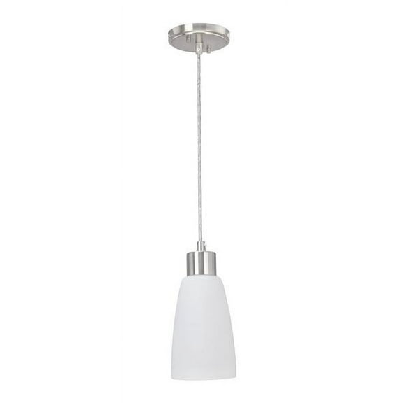Aspen Creative 61098 Adjustable One-Light Hanging Mini Pendant Ceiling Light, Transitional Design in Chrome Finish, Opal Frosted Glass Shade, 4 1/4" Wide