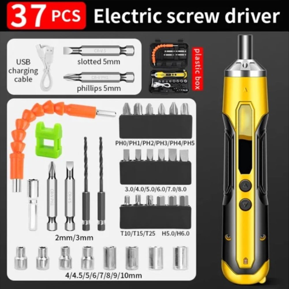 Cordless Electric Screwdriver 6.8V USB Rechargeable for Household Use with Magnetic Bits