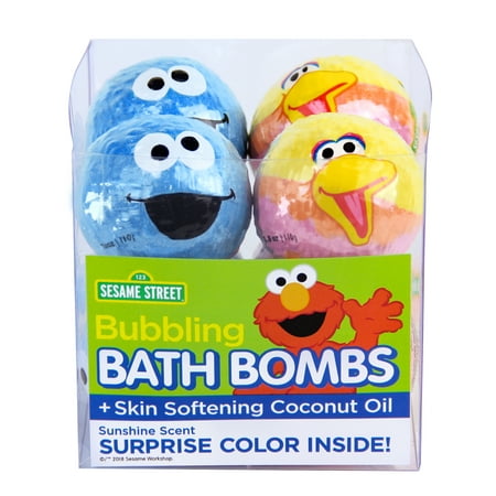 Sesame Street Bubbling Bath Bombs with Coconut Oil Sunshine (Best Way To Color Bath Bombs)
