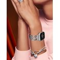thumbnail image 5 of Wearlizer Slim Leather Watch Band Compatible with Apple Watch Bands 38/40/41/42/44/45/46/49mm Women Thin Vintage Filigree Strap for Iwatch Series 11/10/9/8/7/6/5/4/3/SE/Ultra, 5 of 6