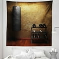 thumbnail image 1 of Fitness Tapestry, Gym Room with Equipments Dumbbells Work out Concept 3D Digital Print, Fabric Wall Hanging Decor for Bedroom Living Room Dorm, 5 Sizes, Black Redwood Pale Brown, by Ambesonne, 1 of 1