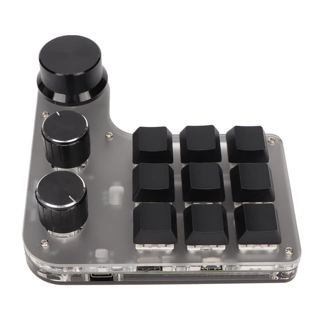 One Handed Mechanical Keyboard, RGB Backlit Portable Mini Custom Keypad, 9 Keys 3 Knobs Programming Macro Keypad, Hotkeys, One Click Start