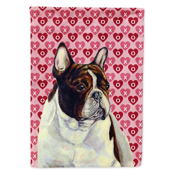 Carolines Treasures LH9157-FLAG-PARENT French Bulldog Hearts Love and Valentines Day Portrait Flag  multicolor