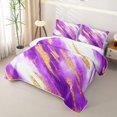 thumbnail image 3 of Homewish Watercolor Marble Quilt King,Classic Contemporary King Coverlet Set,Purple Gold,3pcs, 3 of 7