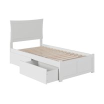 Metro Platform Bed with Flat Panel Foot Board and 2 Urban Bed Drawers in, Multiple Colors and Sizes