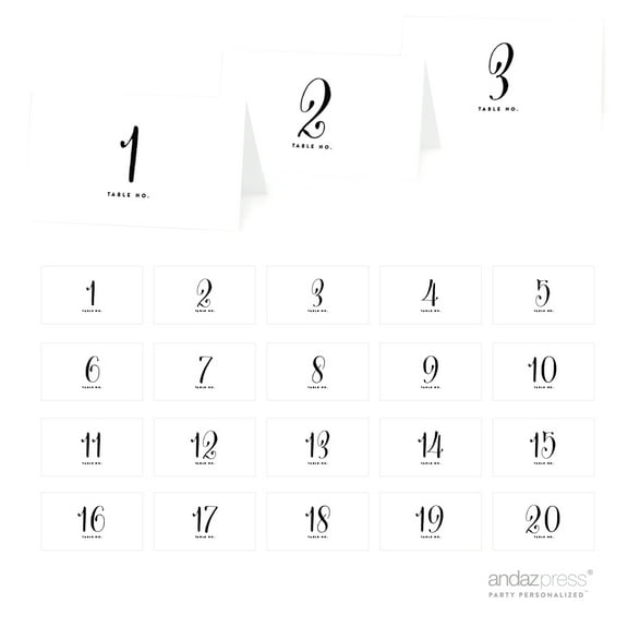 42389 Formal Black & White Table Tent Place Cards, 20-Pack