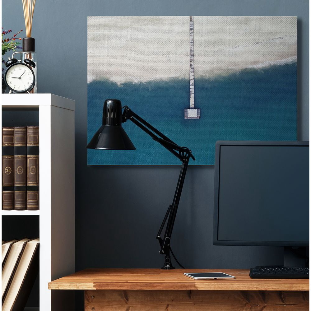 Stupell Industries Distressed Wood Wharf Over Nautical Beach Coastline Canvas Wall Art Design by Seven Trees Design
