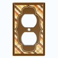 thumbnail image 2 of Metal Light Switch Plate Outlet Cover Vintage Yellow Brown Plaid Frame Wallpaper WAL031, 2 of 13