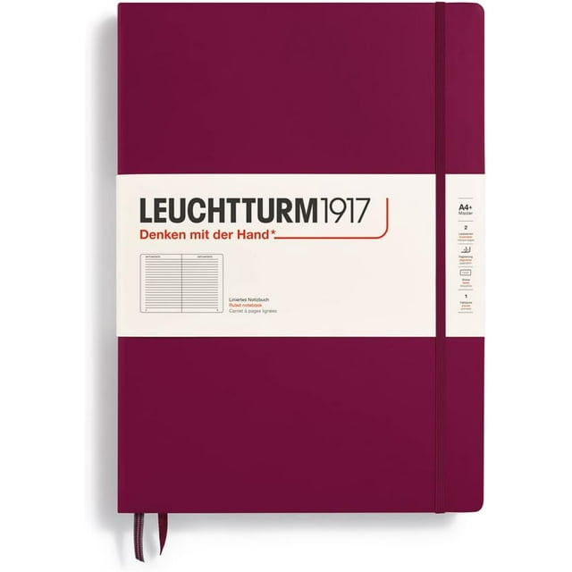 GHSDFBB -Notebook Hardcover Master Classic A4+-235 Numbered Pages for Writing and Journaling (Port Red, Ruled)