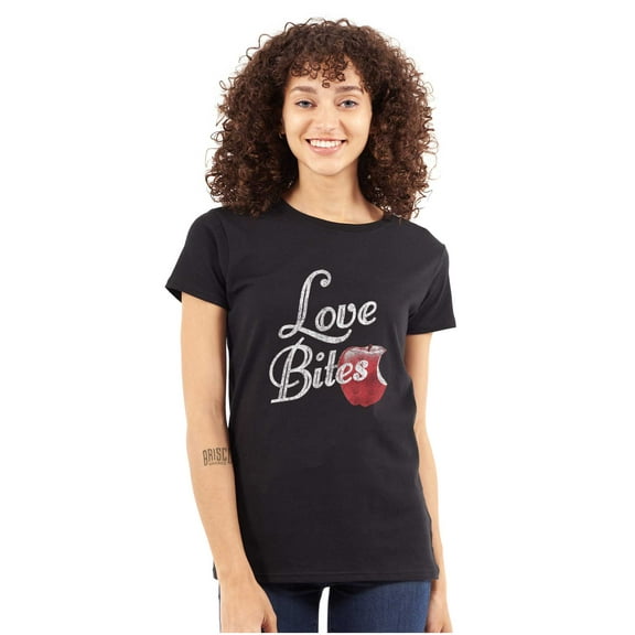 Love Bites Funny Single Valentine Day Womens Slim Fit Graphic Tee Brisco Brands S