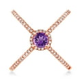 thumbnail image 2 of Gem Stone King 1.29 Ct Round Purple Amethyst 18K Rose Gold Plated Silver Criss Cross X Ring (Size 6), 2 of 5
