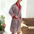 thumbnail image 3 of Defitshape Men's Silk Bathrobe Shorts Long Sleeves Satin Pajama Set Pockets Soft Kimono Robe Set Red US M (Tag2XL), 3 of 5