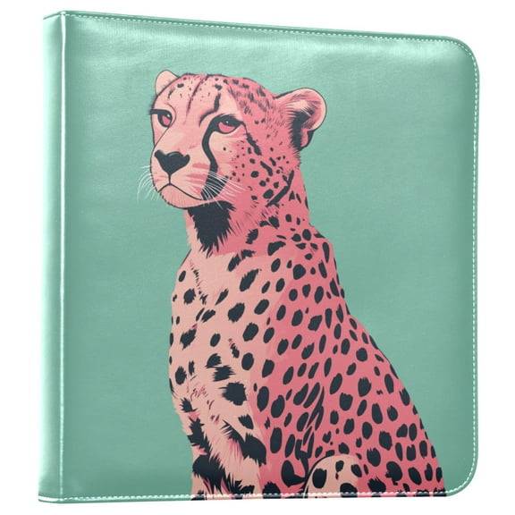 FORMRS 3 Ring Photo Album 4"x6" Self Adhesive Large Capacity PU Leather Cover, Big Pink Cheetah