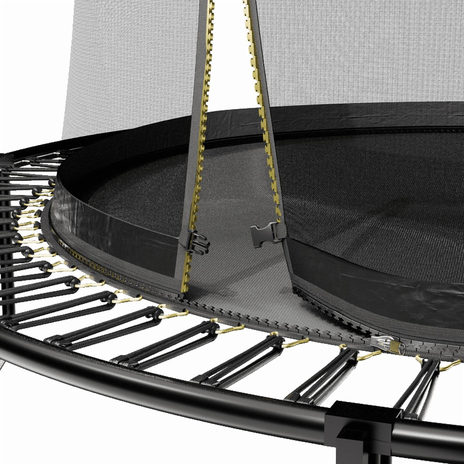 14FT Trampoline for Kids & Adults, Outdoor Recreational Trampoline with Enclosed Safety Net, Ladder & Shoe Bag, Bungee Spring Trampoline for Backyard, Heavy-Duty Galvanized Steel Frame Black
