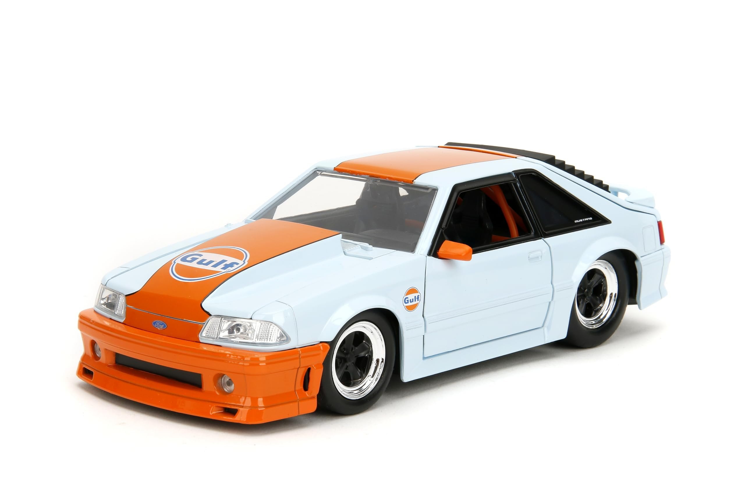1989 Ford Mustang GT "Gulf Oil" Light Blue with Orange Stripe "Bigtime Muscle" Series 1/24 Die Cast Model Car by Jada(Selections May Vary)
