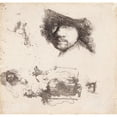 thumbnail image 2 of Rembrandt van Rijn 21x20 Black Ornate Framed Double Matted Museum Art Print Titled: Self Portrait (circa 1632), 2 of 5