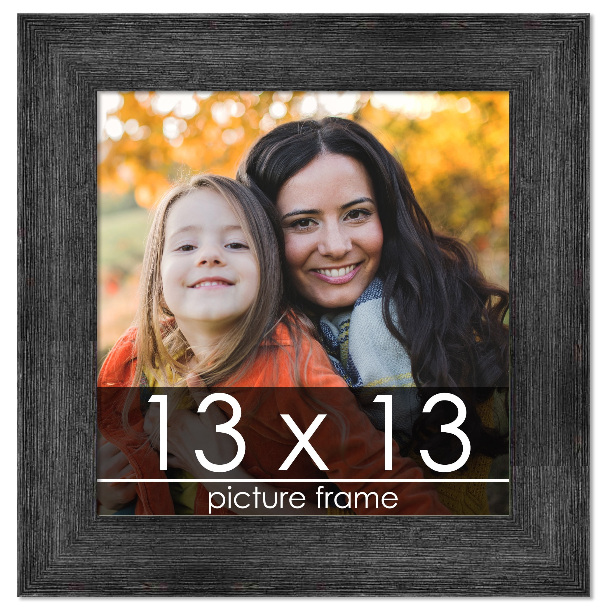 13x13 Distressed/Aged Black Wood Picture Square Frame Picture Frame