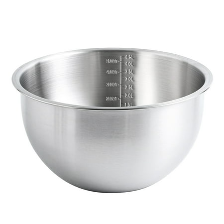 Stainless Steel Mixing Bowl with Scale 4.5 Quart Deep Mixing Egg Bowls ...