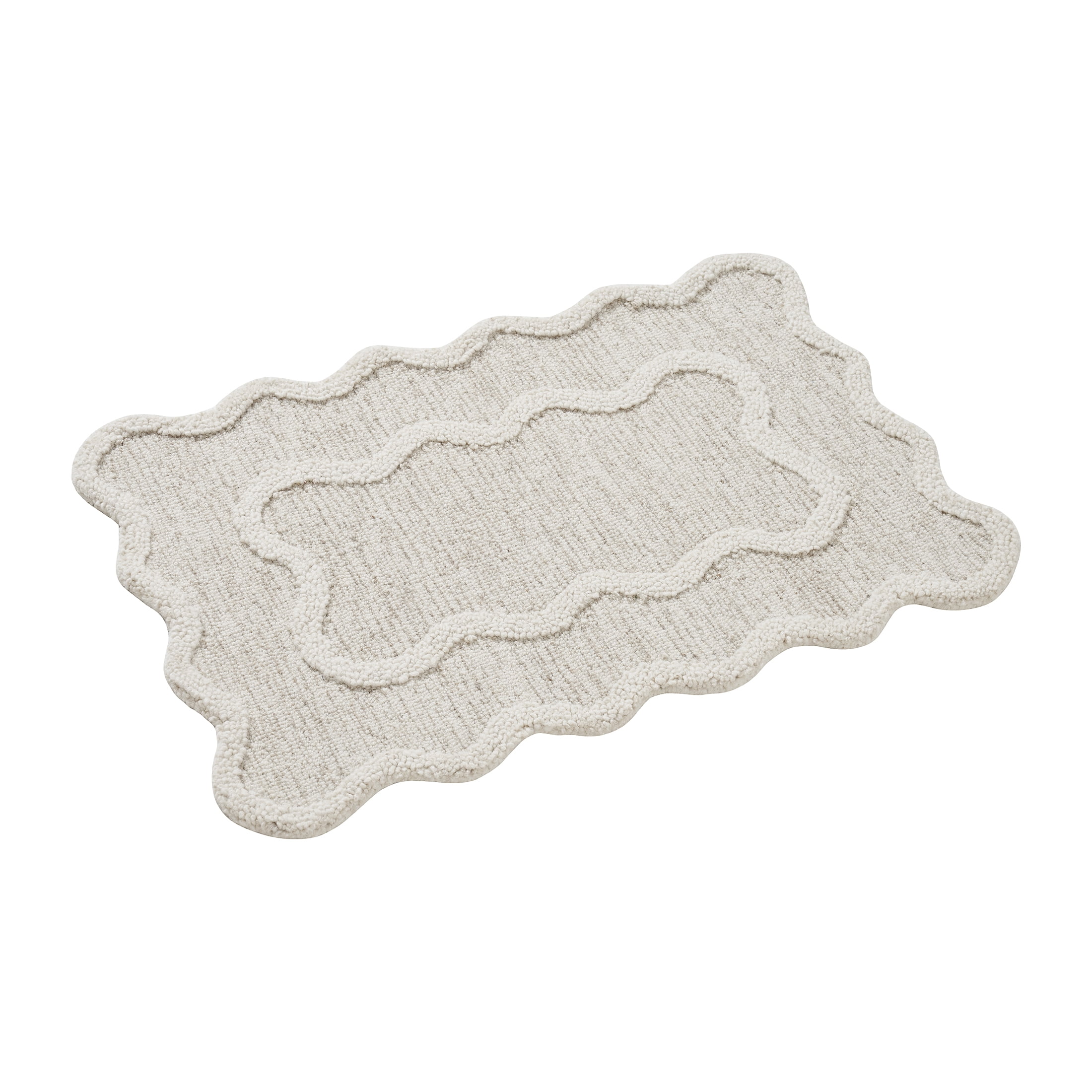 My Texas House Stella Ivory Scallop Wool Indoor Area Rug, 24" x 36"