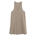 thumbnail image 5 of Sngxgn Women's Summer Bodycon Casual Midi Sleeveless Hollow Out Knit Side Slit Striped Long Tank Dress(Khaki,S), 5 of 5