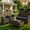 Brown/Dark Gray, variant on Gasee 4-Piece Patio Furniture Set Outdoor Conversation Rattan Chairs with Cushion and Loveseat Glass Table for Garden Backyard Porch, Brown/Navy