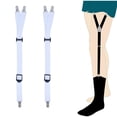 thumbnail image 2 of Rohuuque 2 PC Mens Shirt Stays Non-Slip Shirt Stay Garter Adjustable Elastic Straps with Secure Locking Clips White, 2 of 4