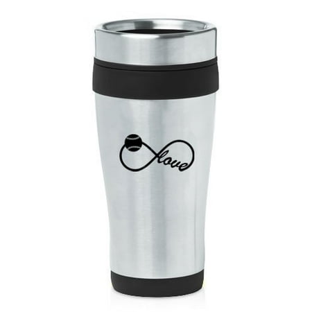 Infinity Insulated Mug (Black 16oz Insulated Stainless Steel Travel Mug Z2026 Infinity Infinite Love for Baseball)