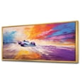 thumbnail image 2 of Designart "Colorful Formula Car Racing Track II" Extra Large Architecture Framed Wall Art - Modern Purple Race Tracks Entryway Framed Wall Art Print, 2 of 6