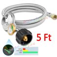 thumbnail image 1 of 5ft Braided Propane Adapter Hose with Regulator Gauge for Most Gas Grills, 1 of 1