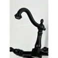 thumbnail image 3 of Kingston Brass KS1260PKL Duchess Double-Handle Wall-Mount Bridge Kitchen Faucet, Matte Black, 3 of 7