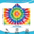 thumbnail image 2 of Colorful Rainbow Tie Dye Spiral Pattern Hooded Bath Towel，60"x35" for Ages 3 To 12 Kids, Quick Dry Lightweight Soft Microfiber Hood Beach Towel Cover Up for Kids, 2 of 7