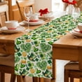 thumbnail image 5 of St. Patrick's Day Table Runner - 90 Inch Long Spring Shamrocks Green Love Hats Retro Cotton and Linen Blended Dress Scarves Farmhouse Table Runner for Kitchen Dining, Coffee Table, 13" x 90", 5 of 8