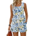 thumbnail image 2 of Iaqnaocc 2 Piece Sets for Women Casual Womens Short Sets Vintage Floral Print Square Neck Sleeveless Womens Tops and Shorts Summer Outfits Vacation Outfits for Women Light Blue M, 2 of 5