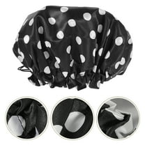 LOLIPPYY 2Pcs Reusable Black Shower Caps with Adjustable Fit for Hair Conditioning and Salon Use