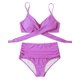 thumbnail image 3 of Conjunto de bikini cruzado con cuello halter y cintura alta para mujer, trajes de baño de dos piezas con efecto push up, 3 of 8