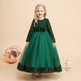 thumbnail image 2 of newwalpole Girls Velvet Christmas Dress for Girls Long Sleeve Velvet Sequin Tutu Winter Party Holiday Dress Green for Size 11-12 Years, 2 of 9