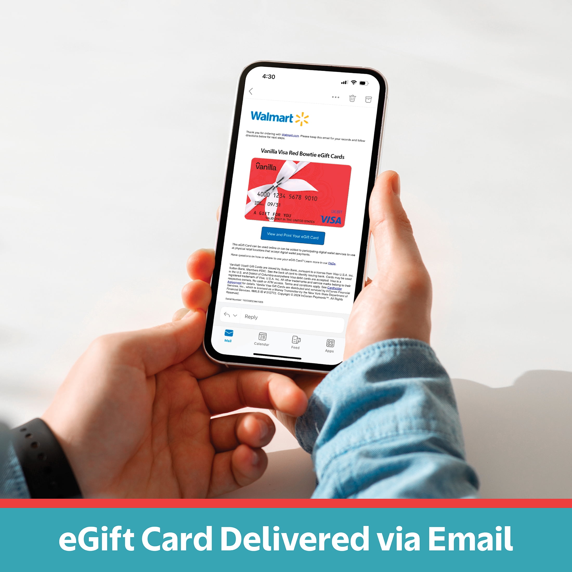 Vanilla® Visa® $100 Red Swirl eGift Card (Plus $5.84 Purchase Fee) [Email Delivery]
