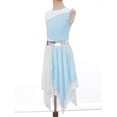 thumbnail image 4 of MSemis Kids Girls Praise Worship Dance Dress Color Block Lyrical Dance Costume Size 6-16 Light Blue 10, 4 of 6