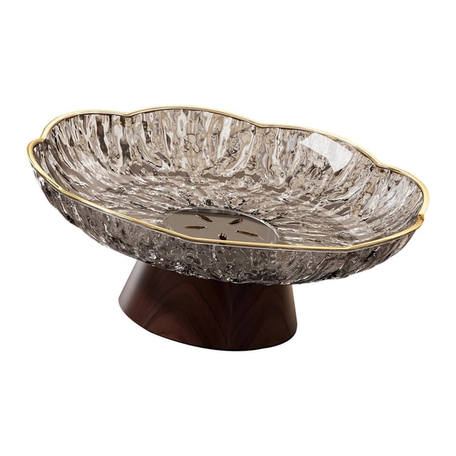 Flynix Decorative Golden Fruit Tray Pedestal Bowl ABS Organizer Container for Farmhouse Black