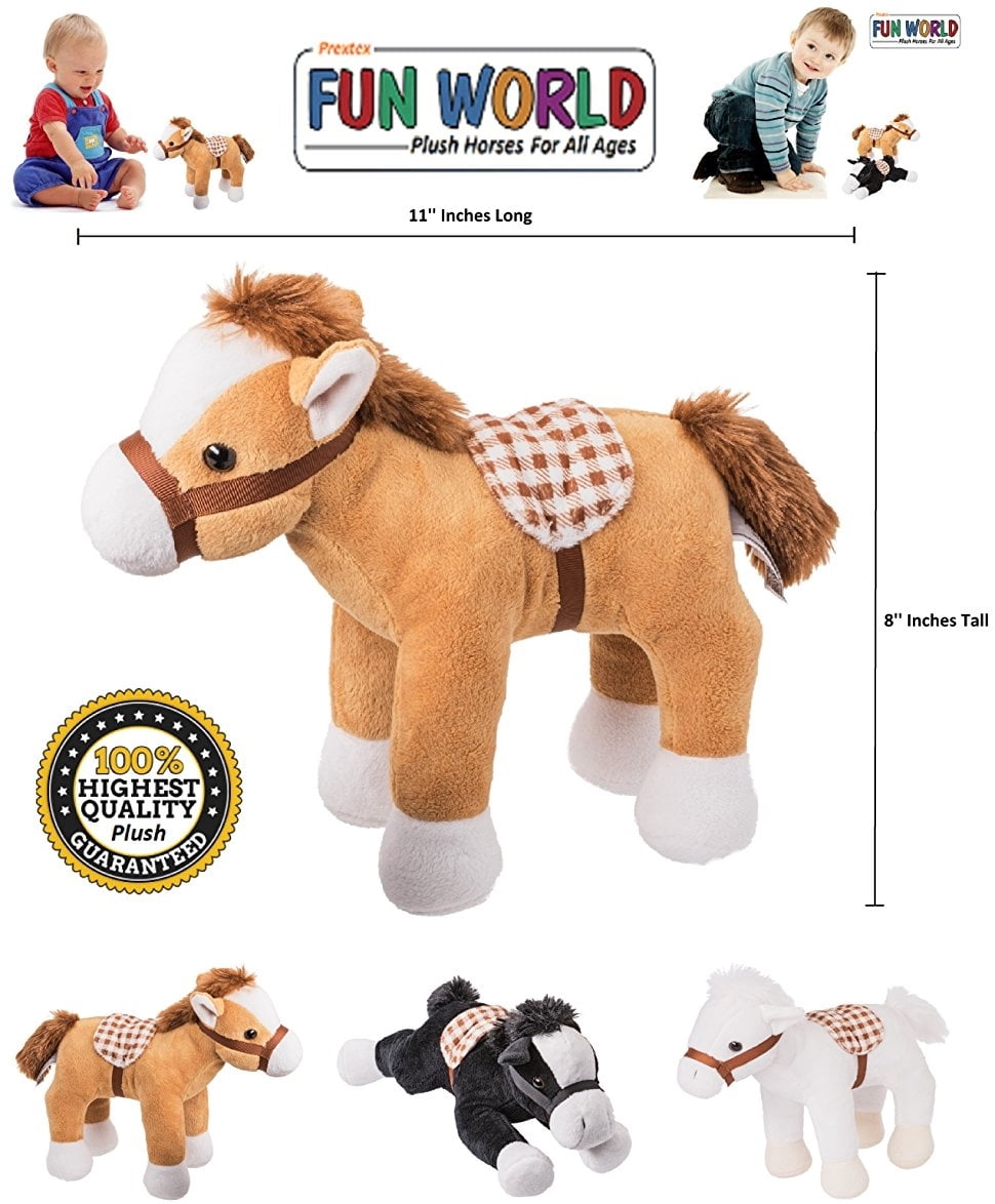 Prextex Jumbo 10'' Tall Plush Horses Stuffed Animal Horses 4 Pack