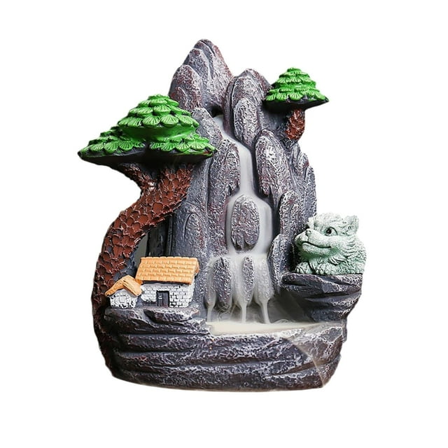 DOLITY Mountain Backflow Incense Burner Resin Rockery Statue Sculpture Desktop Ornament